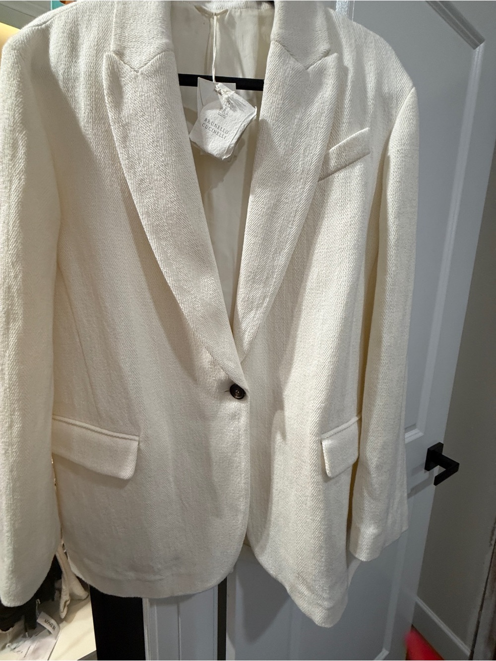 Brunello Cucinelli Cream Single-Button Tailored Blazer